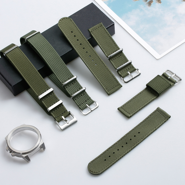2 Piece of Ribbed Nylon Watch Strap Factory OEM DW Ribbed Nylon Watch Bands Bulk Custom NATO Ribbed Nylon Wrist Watch Bands 