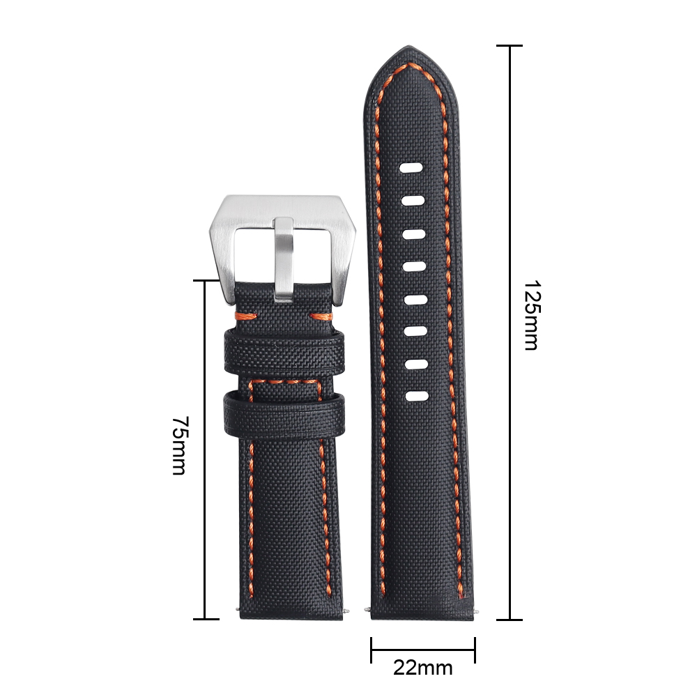2 Pieces Style Fabric+Leather Hybrid Watch Bands Watch Bracelet In 22mm 24mm 26mm With Brushed 304L SS Heavy Duty Buckle Cordura Watch Straps