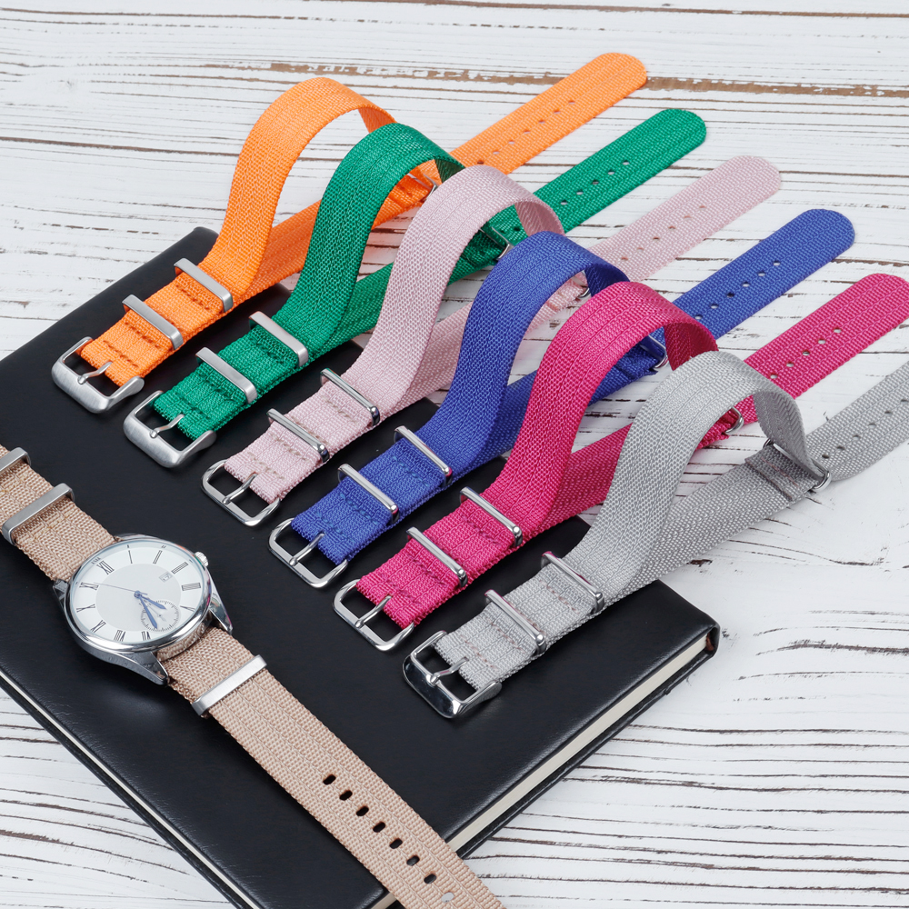 Factory Bulk Custom Four-stripe Nylon Watch Straps 20mm 22mm NATO Nylon Watch Bands One Piece of Fabric Nylon Wrist Watch Bracelet