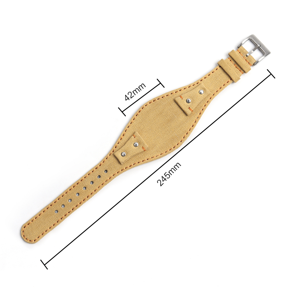 Most Popular Canvas Watch Strap with Bund Pad Watchbands Factory Custom Single Pass Bund Canvas Watch Bracelet for Military OEM Canvas Watch Band
