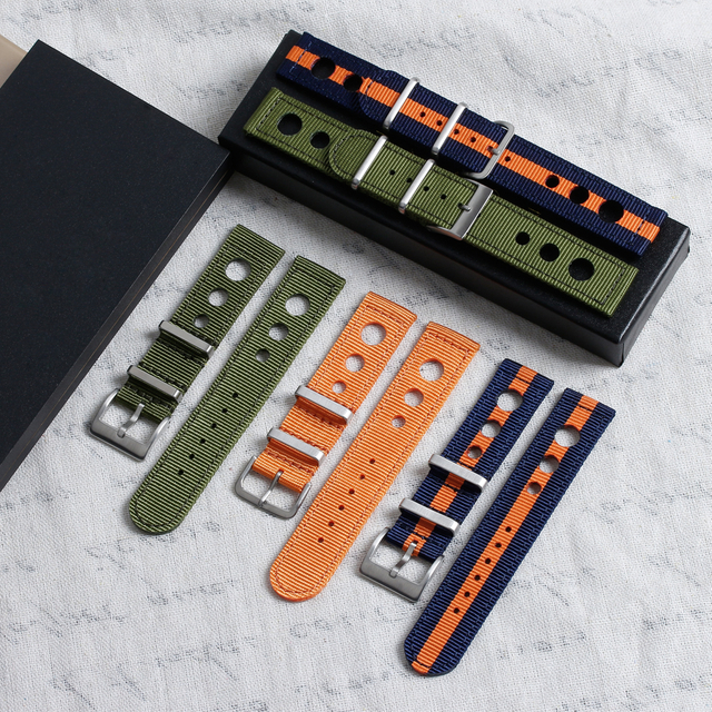 Most popular Racing Nylon Watch Straps 2 Piece of Nylon Wrist Watch Bands for Racing Watch with 304 L hardware