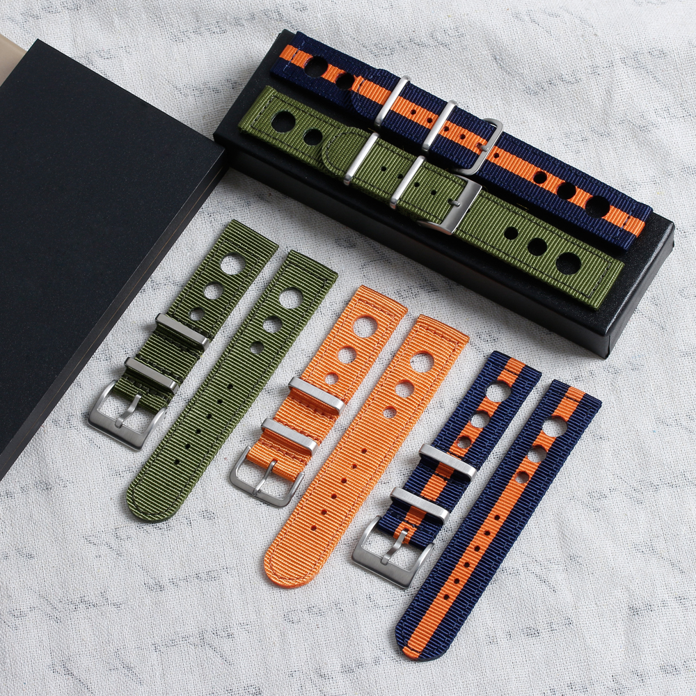 Most popular Racing Nylon Watch Straps 2 Piece of Nylon Wrist Watch Bands for Racing Watch with 304 L hardware