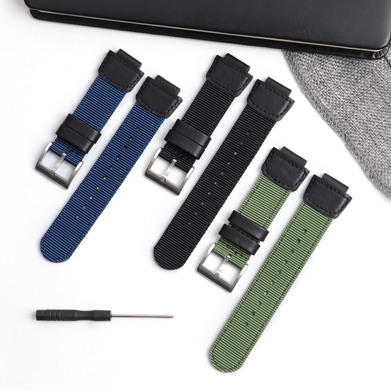 Factory Wholesales 2 Piece of Hybrid Watch Bands Nylon+Leather Watch Straps for Samsung for Garmin Watch Bracelet