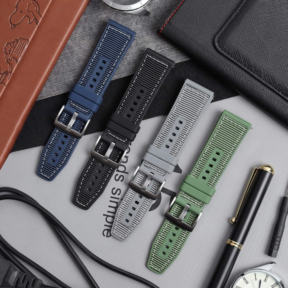 2 Piece of Hybrid Watch Straps for HUAWEI WATCH GT4 22mm Nylon + Siliocne Watch Bands Factory Custom High Quality Smart Watch Bracelet