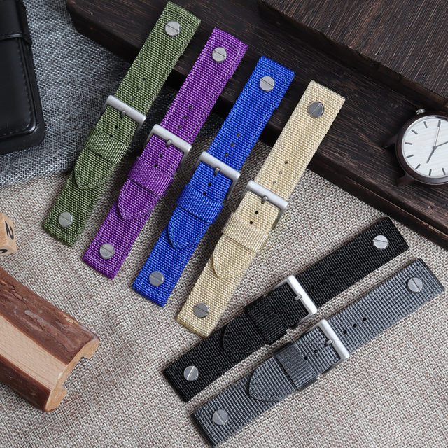 Factory Direct Sales Double Layer Soft Nylon Watch Strap 2 Piece of Rivet Nylon Watch Bands DW Nylon Watch Strap with 304L Watch Buckle