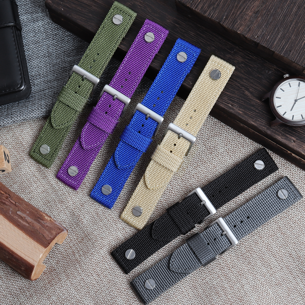Factory Direct Sales Double Layer Soft Nylon Watch Strap 2 Piece of Rivet Nylon Watch Bands DW Nylon Watch Strap with 304L Watch Buckle