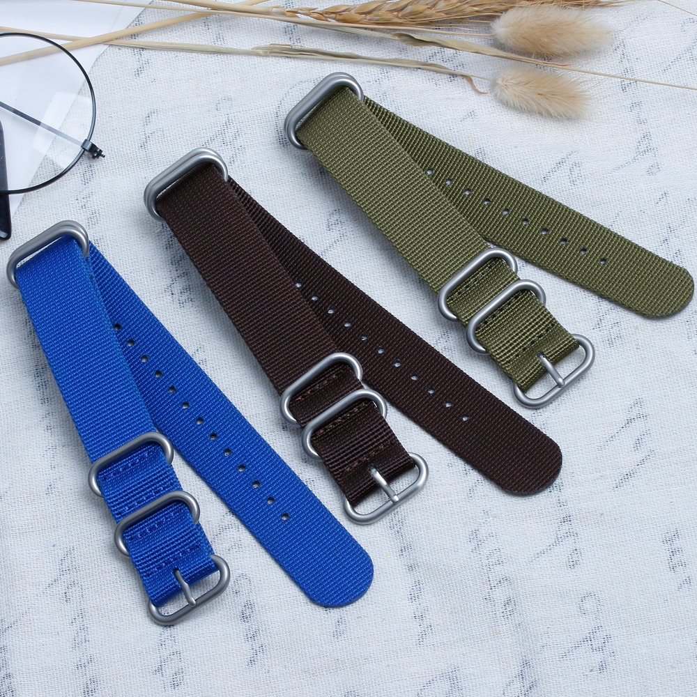 OEM Custom Nylon Watch Bracelet Fashion ZULU Bands Wholesales Single Pass Nylon Wrist Watch Bands with 304L watch buckle Nylon Watch Strap Manufacturer from China