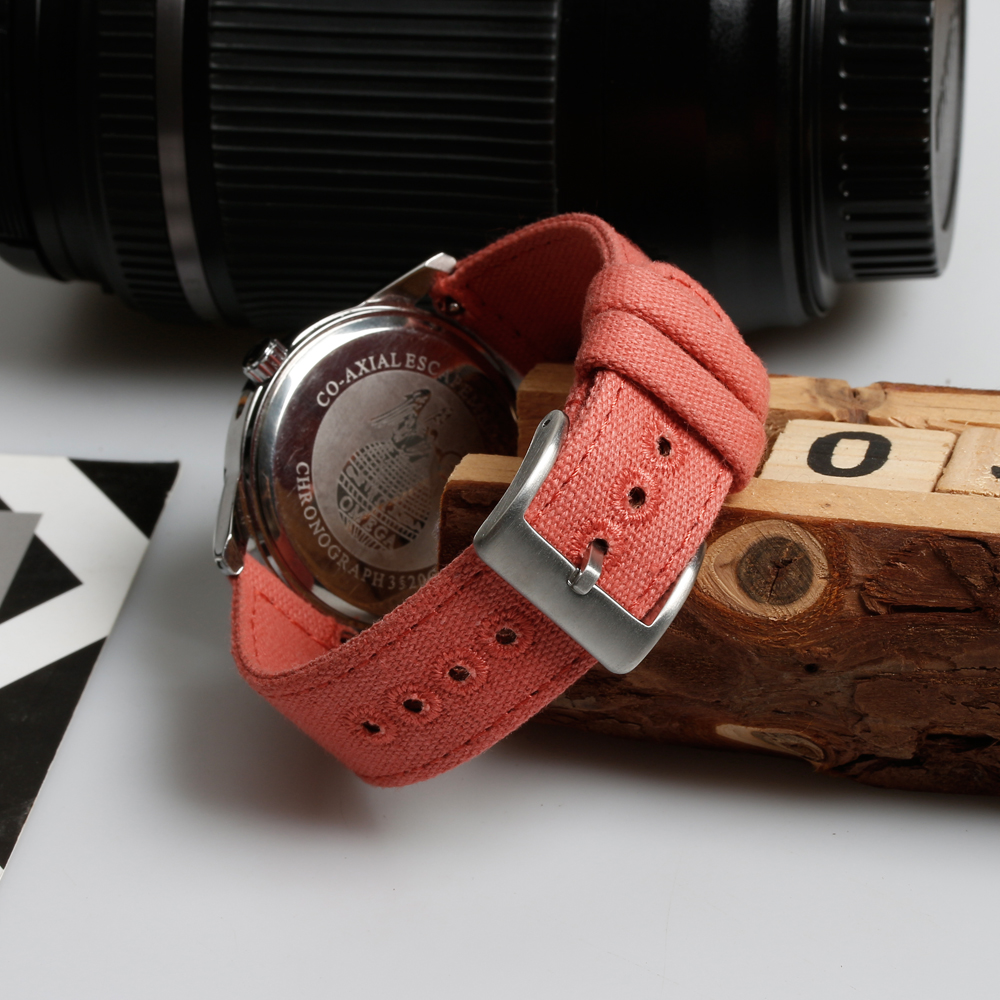 Hot Selling 2 Piece of Canvas Watch Straps 18mm 20mm 22mm 24mm Double Layer Canvas Watch Bands Factory Wholesales Quick Release Canvas Wrist Watch Band