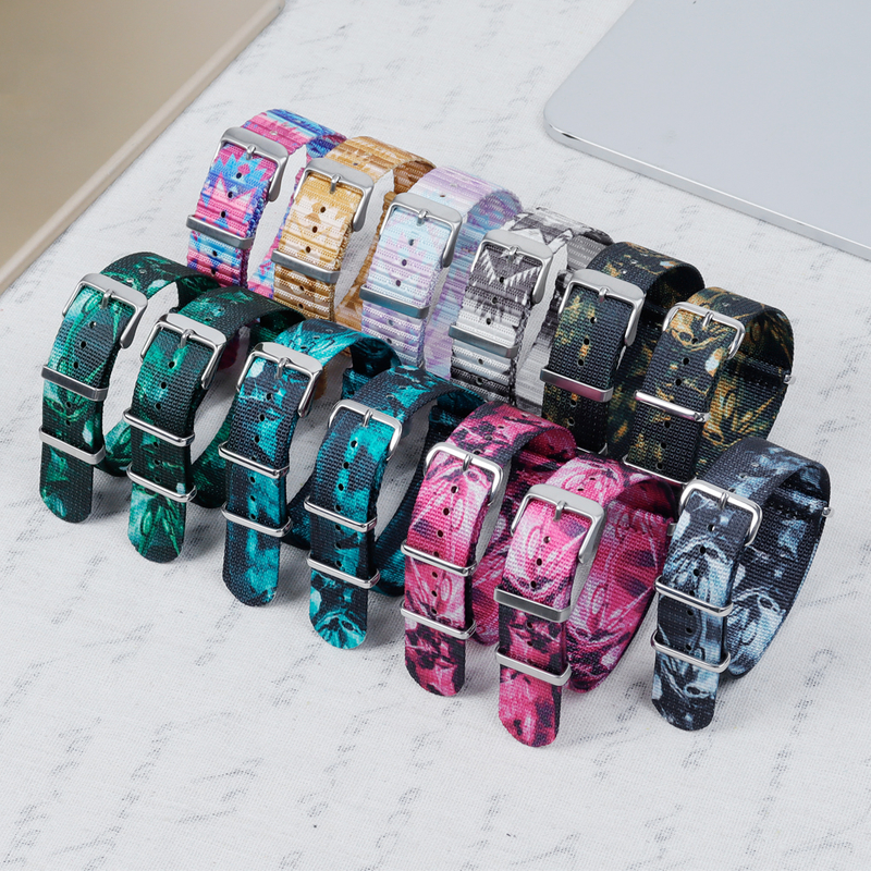 Watch Bands Manufacturer Wholesales Nato Straps 20mm 22mm Printed Nylon Watch Bands Bulk Custom One Piece of Printing Nylon Watch Bracelet