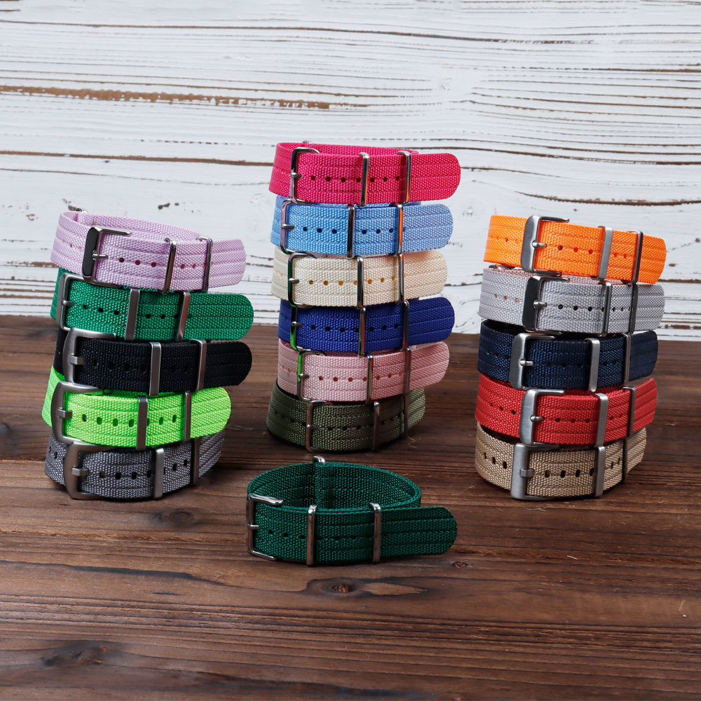 Factory Bulk Custom Four-stripe Nylon Watch Straps 20mm 22mm NATO Nylon Watch Bands One Piece of Fabric Nylon Wrist Watch Bracelet