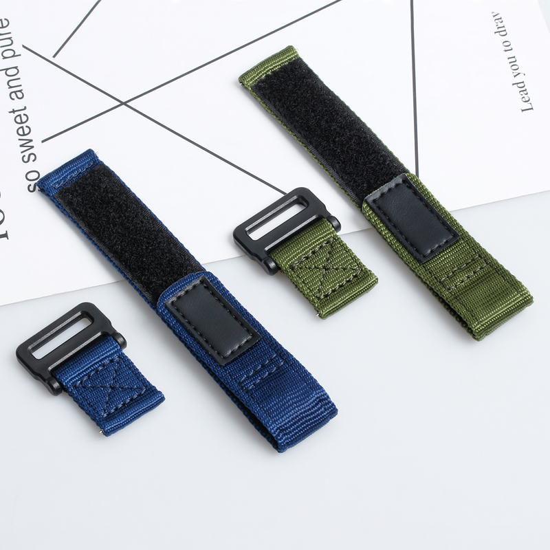 Shenzhen Watchband Manufacturer Custom Fabric Velcro Watch Straps Factory OEM Hook and Loop Leather Watch Bands with Plastic Buckle