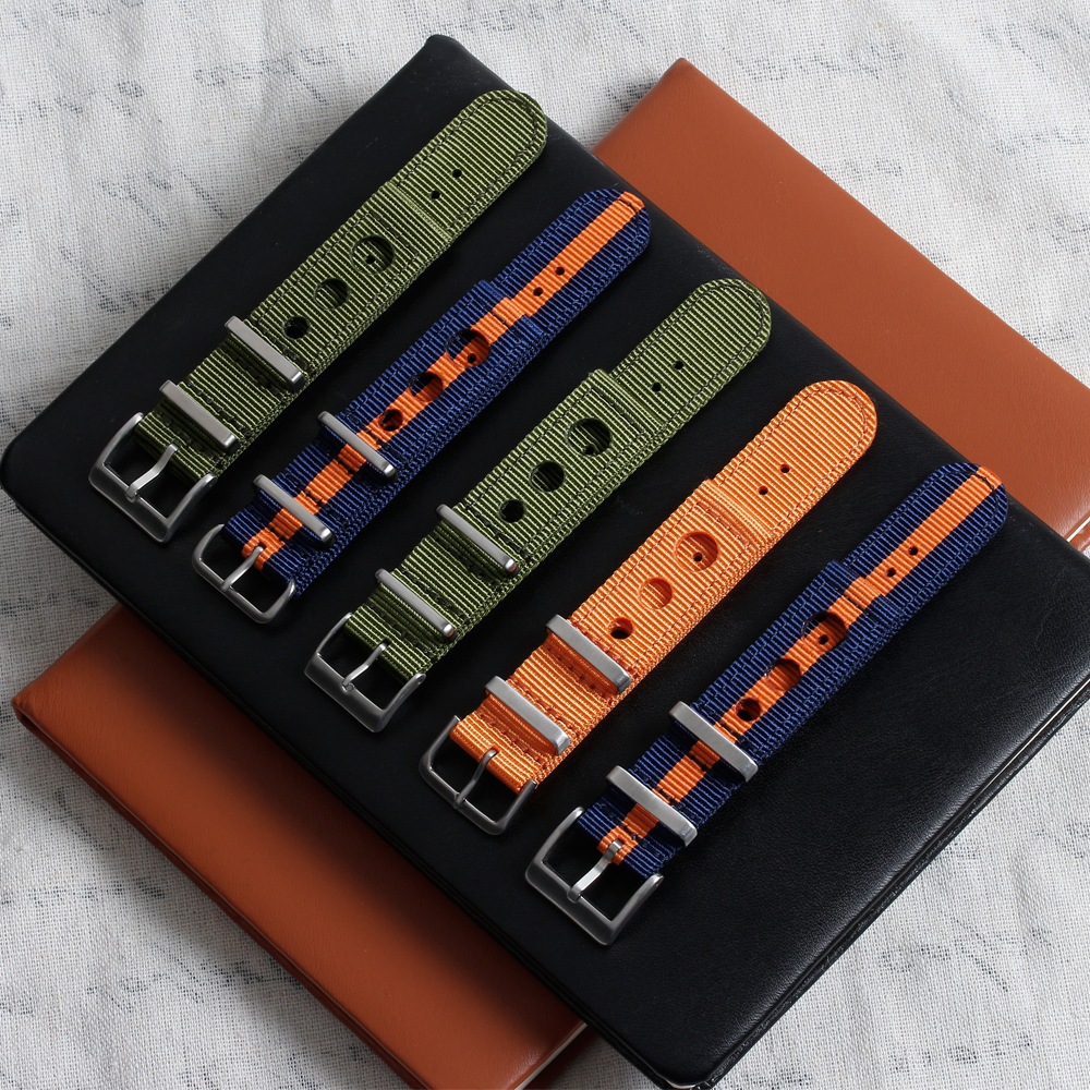 Most popular Racing Nylon Watch Straps 2 Piece of Nylon Wrist Watch Bands for Racing Watch with 304 L hardware