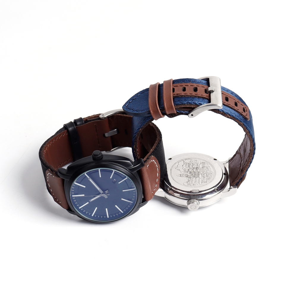 Watch Straps Manufacturer Nylon+Leather Hybrid Watch Bands Bulk Custom 18mm 20mm 22mm 24mm Nylon Watch Straps with Leather Holes