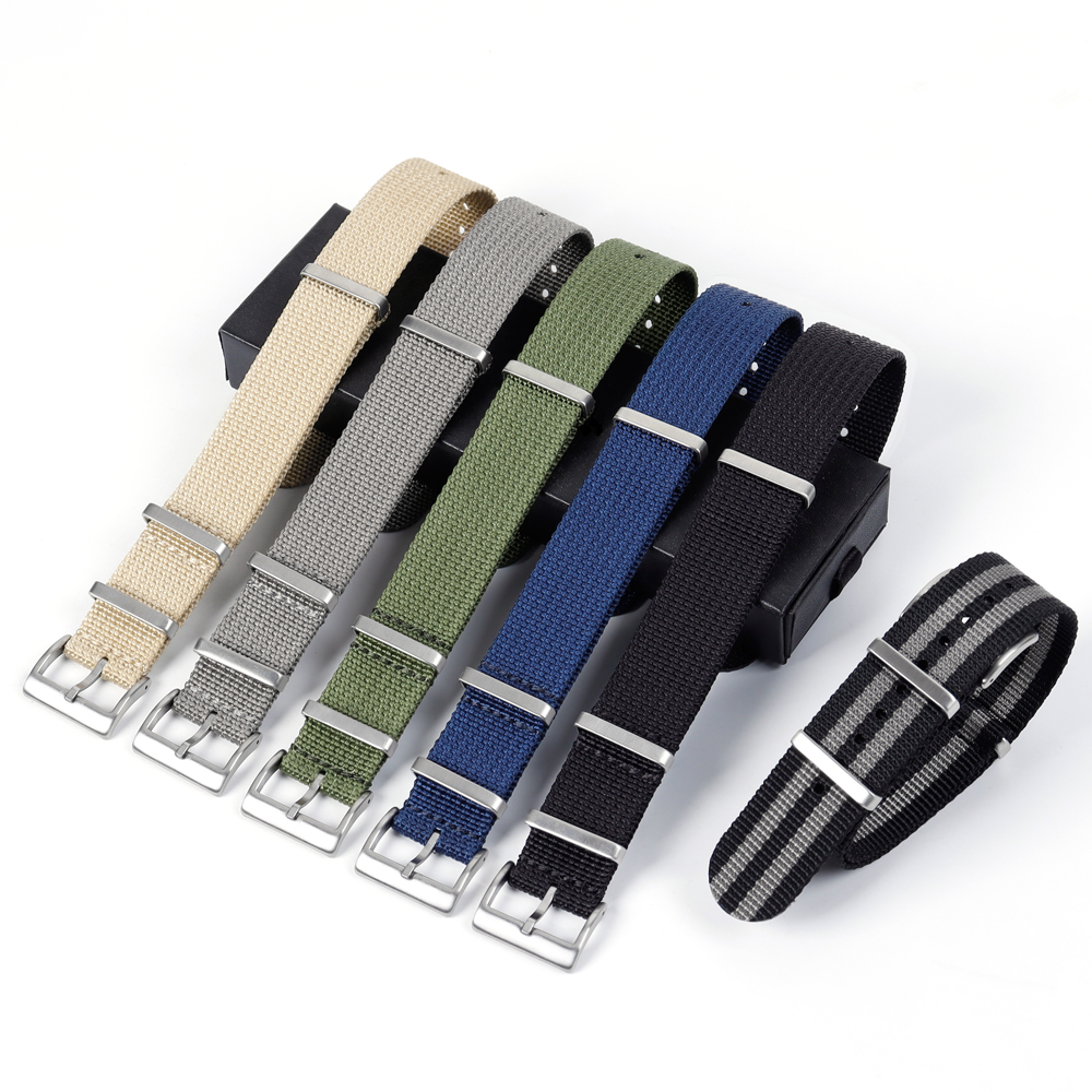 High Quality Soft Nylon Watch Strap Maker Wholesales 1.5mm Thickness Woven Nylon Watch Bracelet OEM Custom Nato Nylon Watch Bands