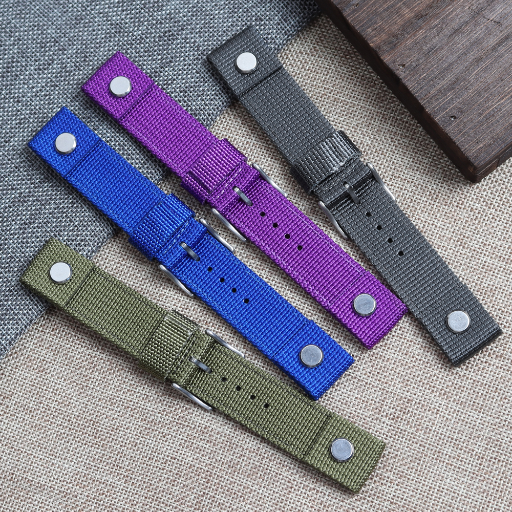Factory Direct Sales Double Layer Soft Nylon Watch Strap 2 Piece of Rivet Nylon Watch Bands DW Nylon Watch Strap with 304L Watch Buckle