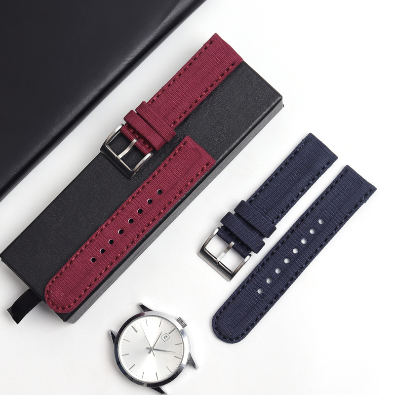 Factory Wholesales Price 2 Piece of Canvas Watch Bands with Padding Multi Color Canvas Watch Straps for Apple for Iwatch with 304L Hardware
