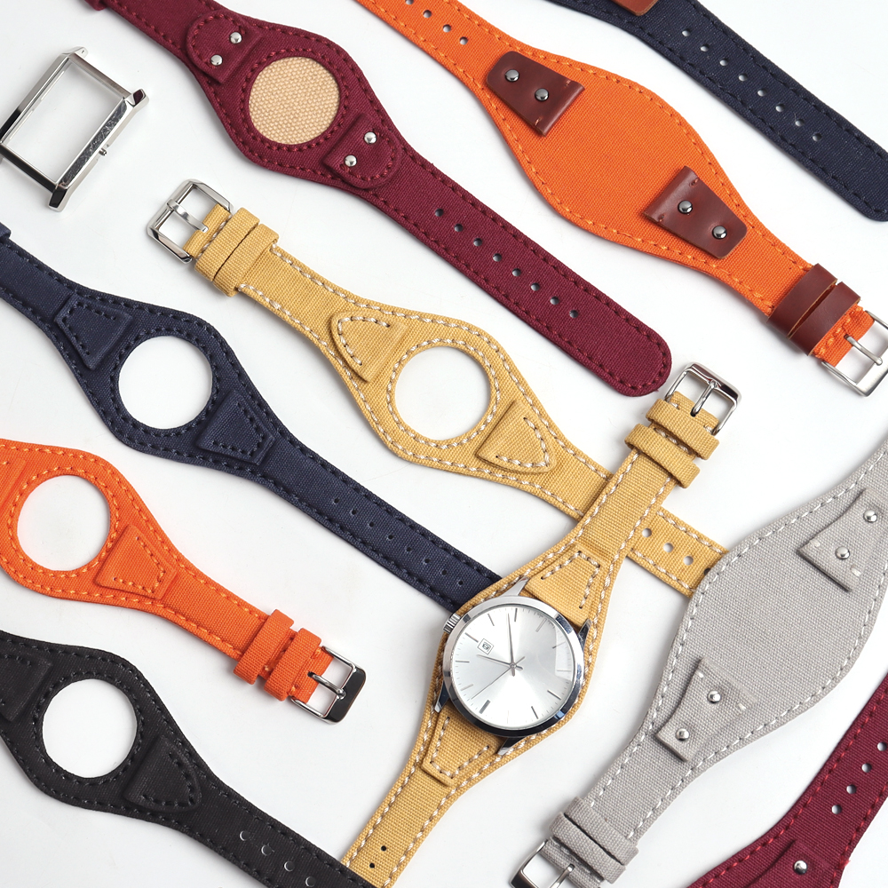 New Product Single Pass Canvas Watch Bands Mix Color Bond Canvas Watch Straps Factory Bulk Custom Cuff Canvas Watch Bracelet