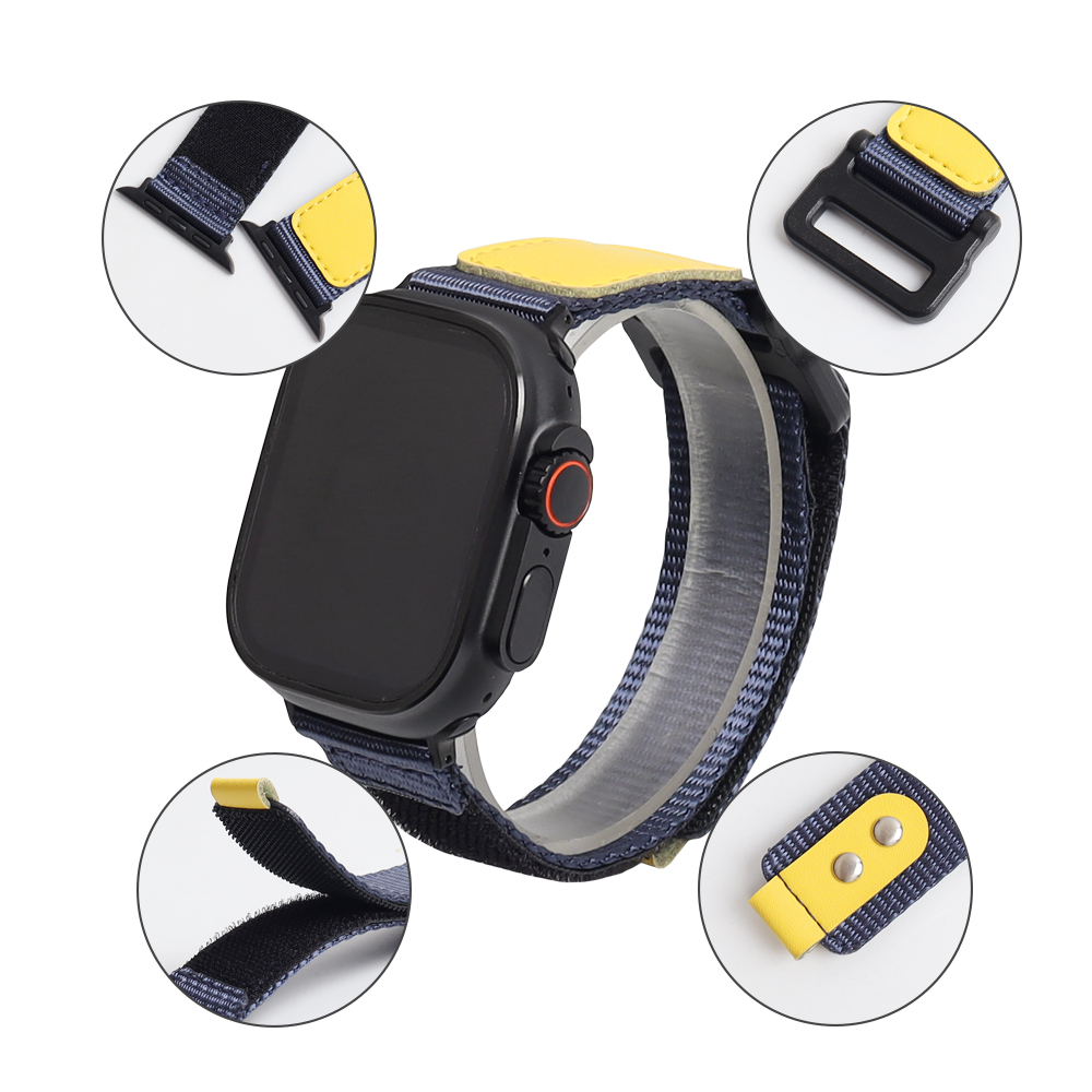 Watch Bands Factory Wholesales Nylon+Leather Hybrid Watch Straps 20mm 22mm Hook and Loop Watch Bracelet Velcro Watch Bands for Smart watch Apple watch