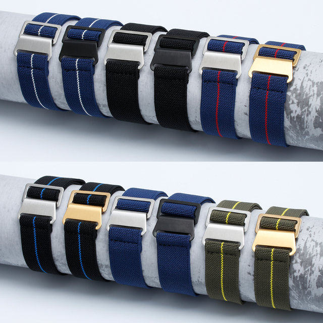 Watch Bands Manufacturer Custom High Quality Elastic Nylon Watch Bracelet 20mm 22mm Hook Buckle Nylon Elastic Paratrooper Straps Military Nylon Watch Band