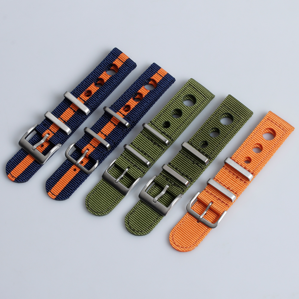 Most popular Racing Nylon Watch Straps 2 Piece of Nylon Wrist Watch Bands for Racing Watch with 304 L hardware