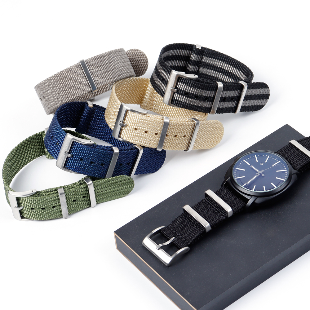 High Quality Soft Nylon Watch Strap Maker Wholesales 1.5mm Thickness Woven Nylon Watch Bracelet OEM Custom Nato Nylon Watch Bands