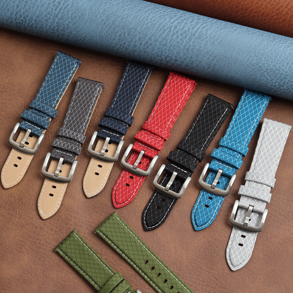 Shenzhen Watch Strap Manufacturer 2 piece of Hybrid Watch Straps Multi Size Quick Release Sailcloth Watch Bands Sailcloth+Leather Watch Bracelet Factory Wholesales
