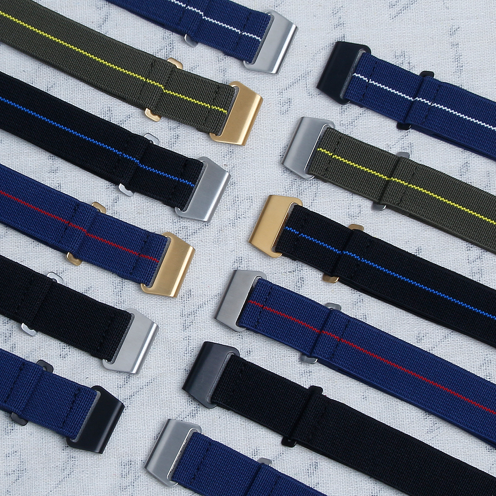 Watch Bands Manufacturer Custom High Quality Elastic Nylon Watch Bracelet 20mm 22mm Hook Buckle Nylon Elastic Paratrooper Straps Military Nylon Watch Band