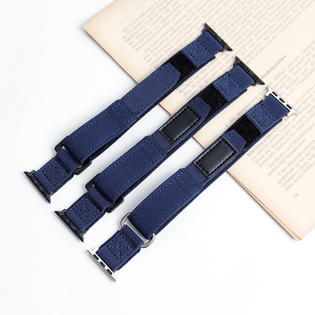 Wholesales Adjustable Elastic Nylon Velcro Watch Strap 2 Piece of Hook N' Loop Watch Bracelet for Iwatch High Garde Apple Watch Nylon Bands