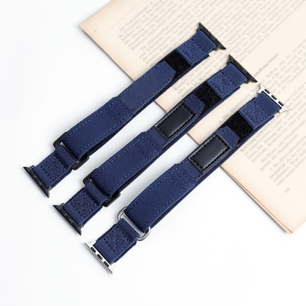 Wholesales Adjustable Elastic Nylon Velcro Watch Strap 2 Piece of Hook N' Loop Watch Bracelet for Iwatch High Garde Apple Watch Nylon Bands
