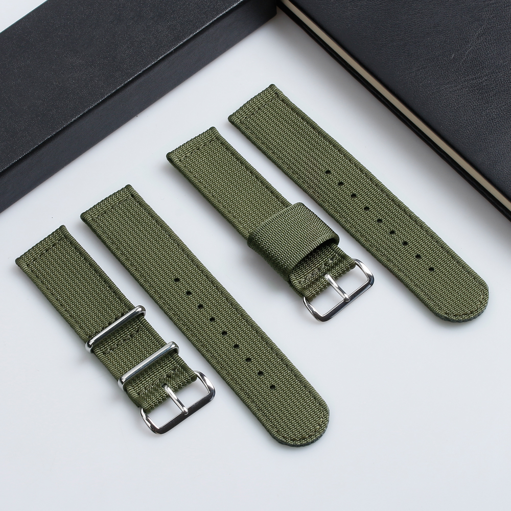 2 Piece of Ribbed Nylon Watch Strap Factory OEM DW Ribbed Nylon Watch Bands Bulk Custom NATO Ribbed Nylon Wrist Watch Bands 