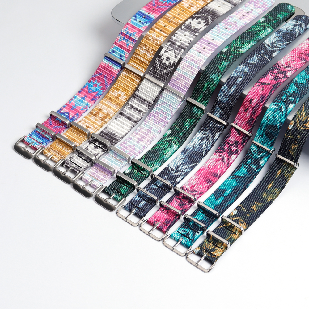 Watch Bands Manufacturer Wholesales Nato Straps 20mm 22mm Printed Nylon Watch Bands Bulk Custom One Piece of Printing Nylon Watch Bracelet