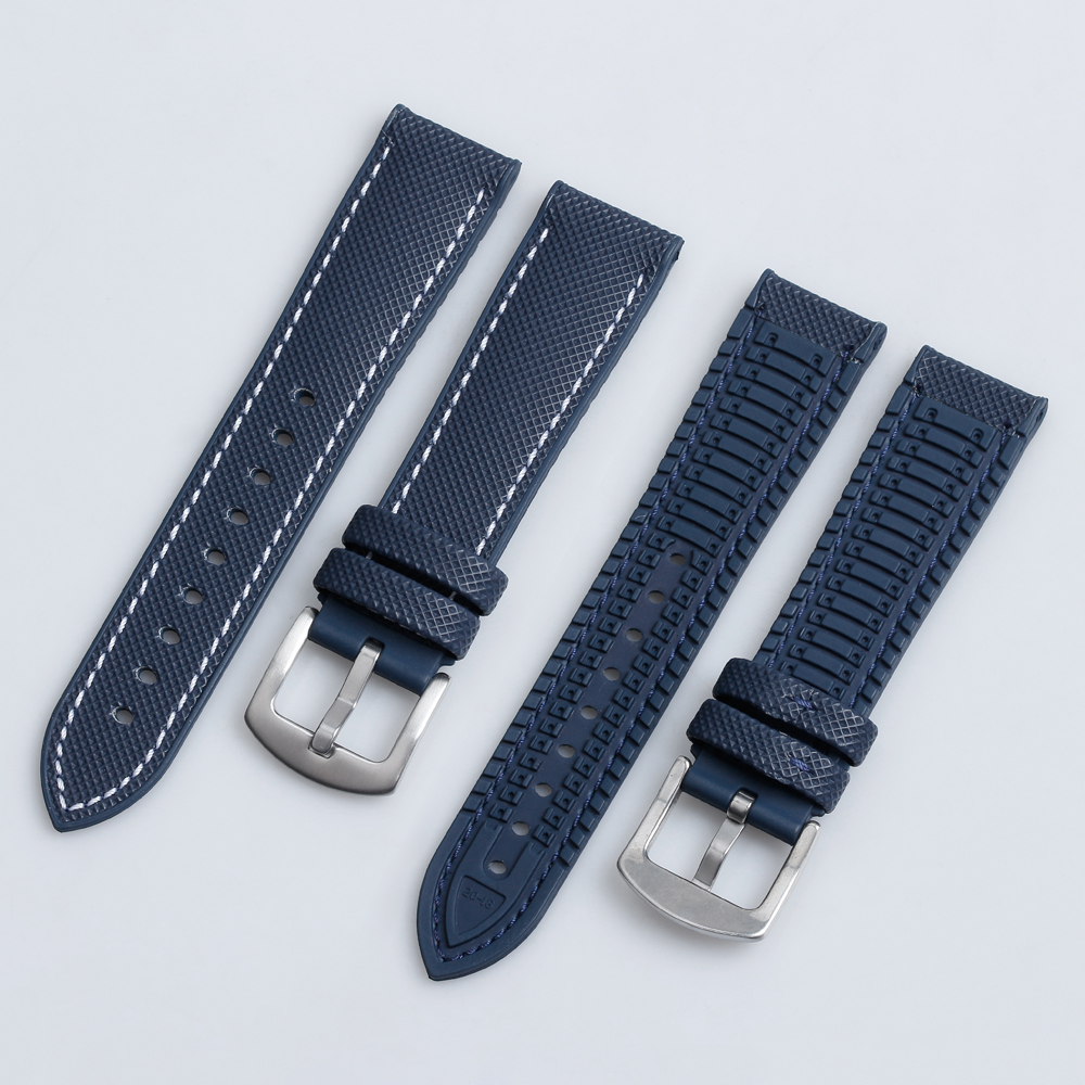 OEM&ODM FKM Rubber + Nylon Watch Straps 20mm 22mm Hybrid Watch Bands High Quality Waterproof Nylon Watch Strap 2 Piece of Rubber Watch Bands