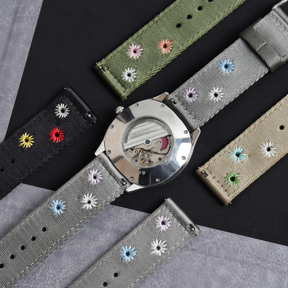 High Quality 2 Piece of Embroidered Nylon Watch Straps Double Layer Seatbelt Nylon Watch Bands with Quick Release Bar for Apple Watch