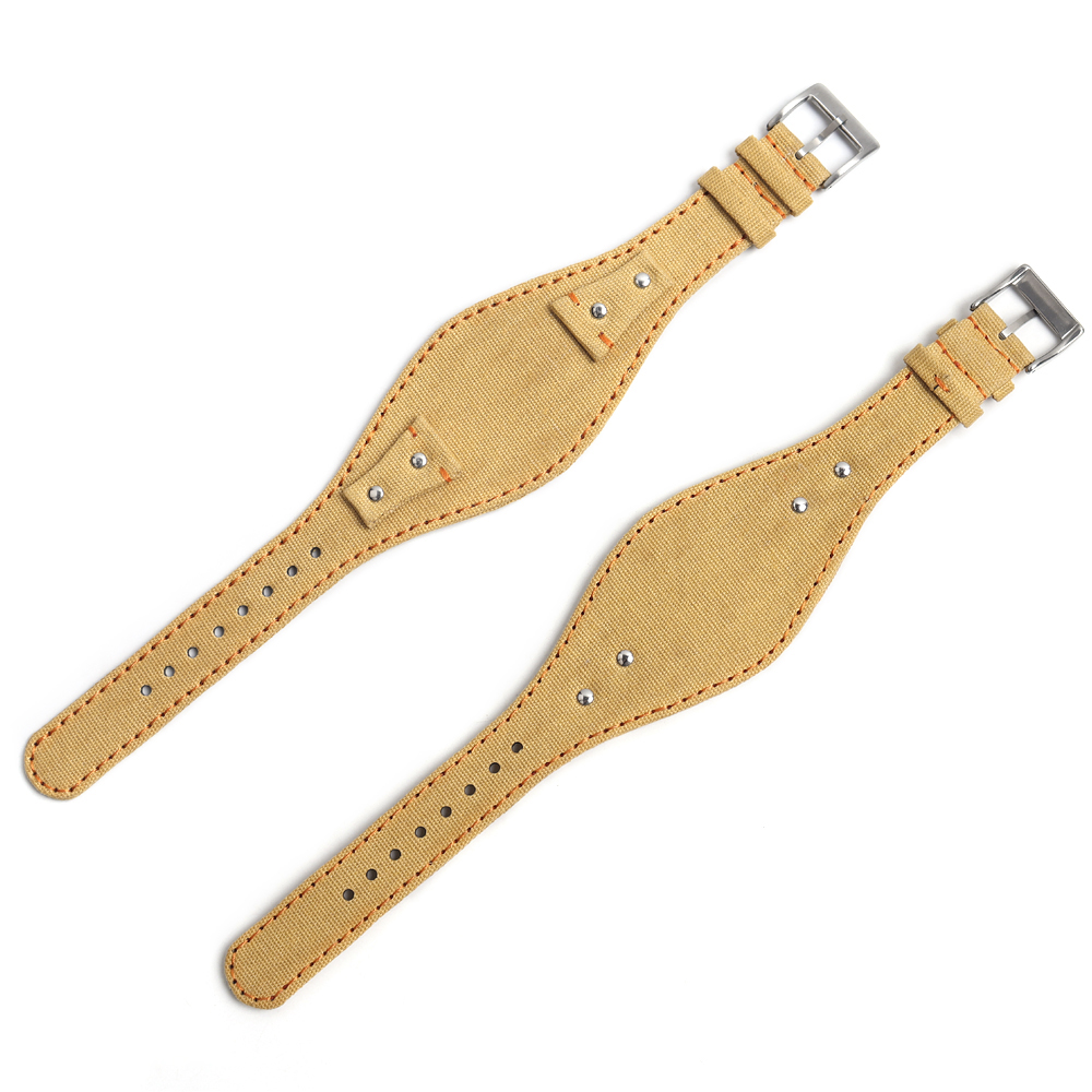 Most Popular Canvas Watch Strap with Bund Pad Watchbands Factory Custom Single Pass Bund Canvas Watch Bracelet for Military OEM Canvas Watch Band
