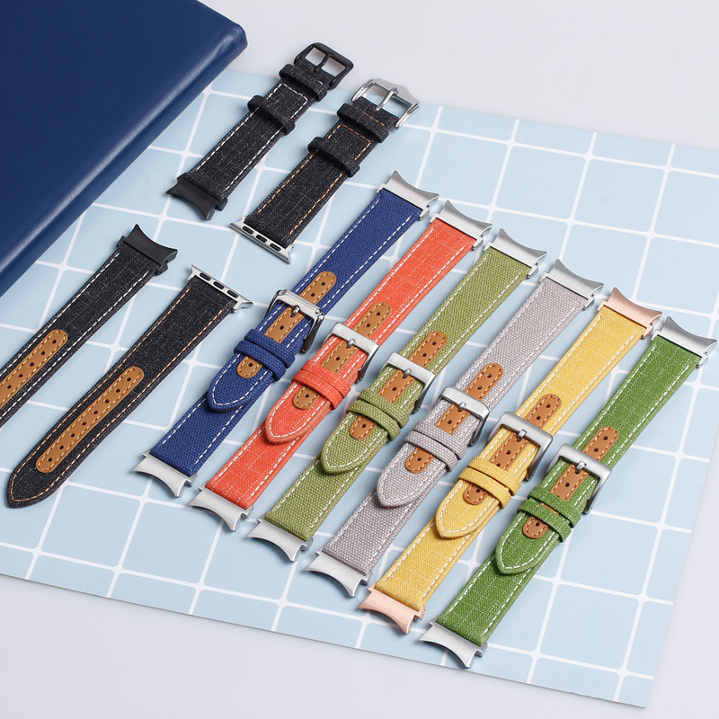 High Grade Garmin Leather Watch Straps Multi Size Quick Release Sailcloth + Leather Watch Bracelet Factory Wholesales Hybrid Watch Straps with quick release bar