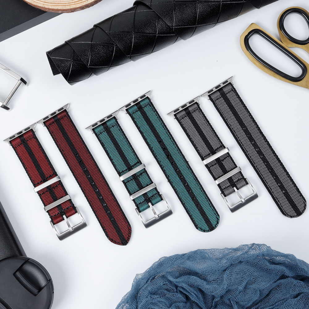 OEM&ODM 2 Piece of Nylon Watch Bands Smart Watch Nylon Bands Nylon Wrist Watch Straps with Apple Adapter Double Layer Nylon Bands for Apple Watch, Smart Watch, Iwatch