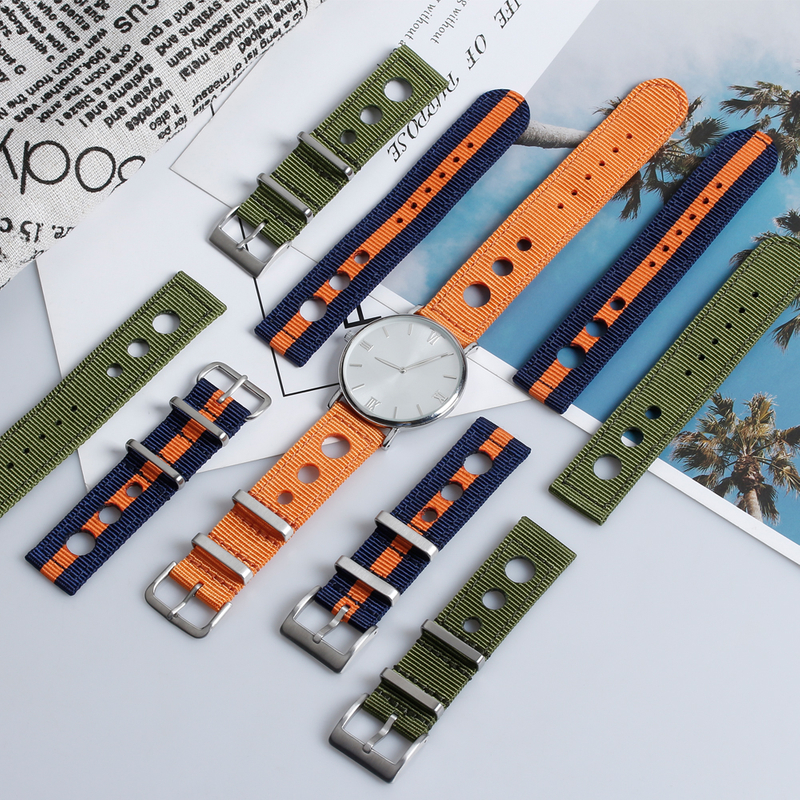 Most popular Racing Nylon Watch Straps 2 Piece of Nylon Wrist Watch Bands for Racing Watch with 304 L hardware