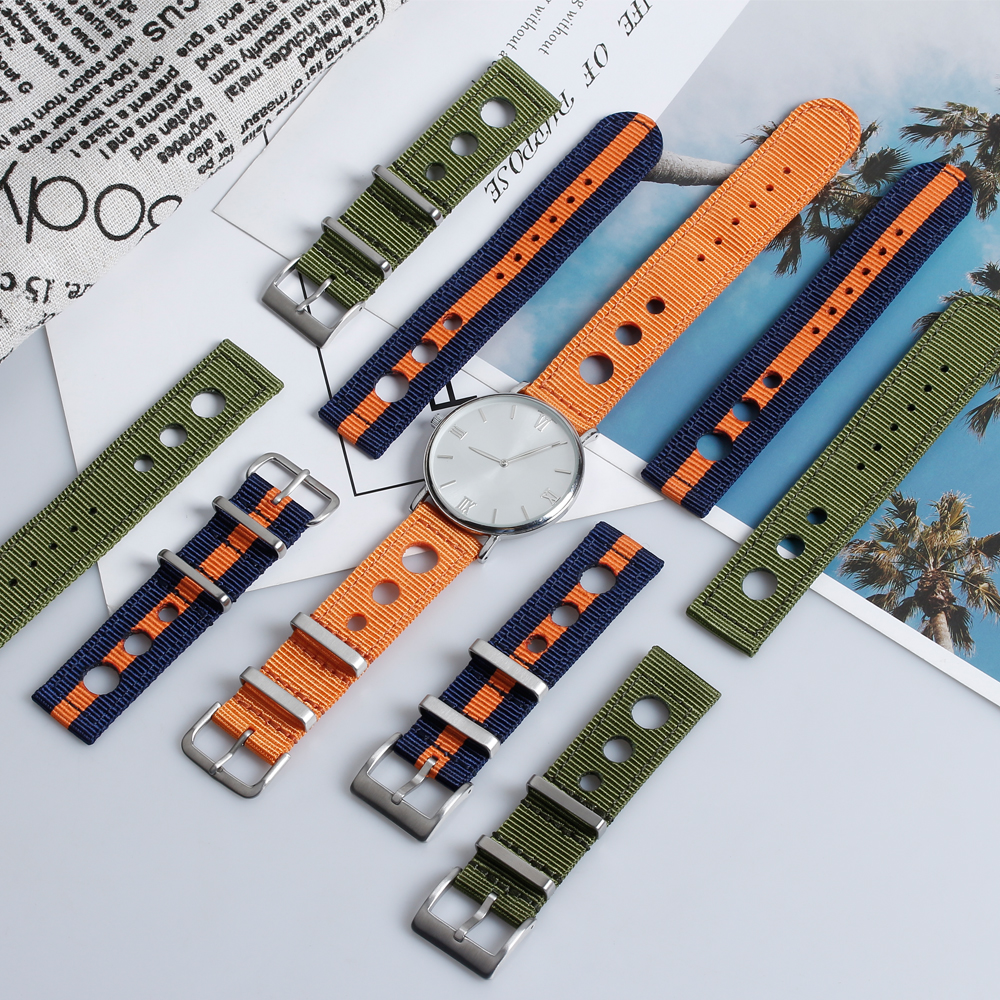 Most popular Racing Nylon Watch Straps 2 Piece of Nylon Wrist Watch Bands for Racing Watch with 304 L hardware