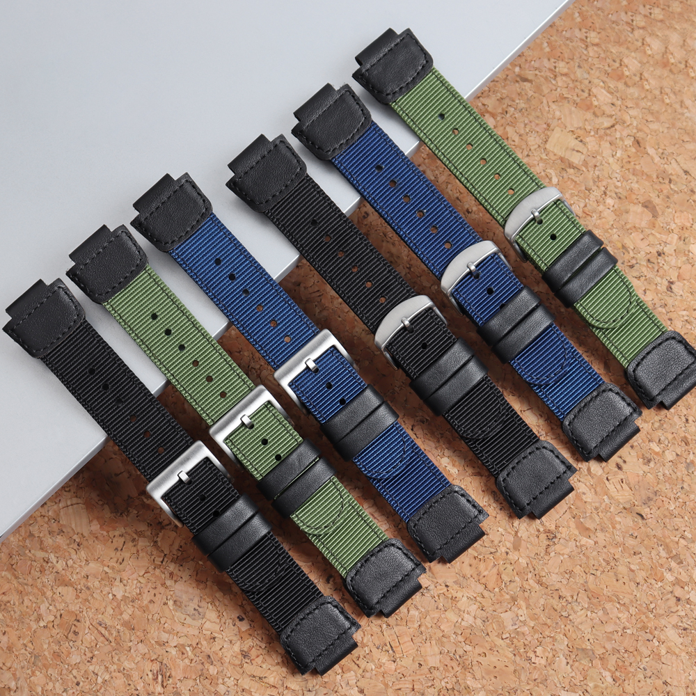 Factory Wholesales 2 Piece of Hybrid Watch Bands Nylon+Leather Watch Straps for Samsung for Garmin Watch Bracelet