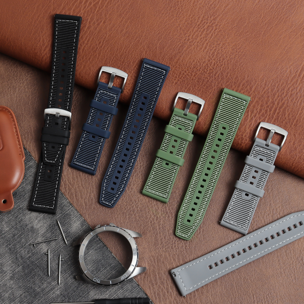 2 Piece of Hybrid Watch Straps for HUAWEI WATCH GT4 22mm Nylon + Siliocne Watch Bands Factory Custom High Quality Smart Watch Bracelet