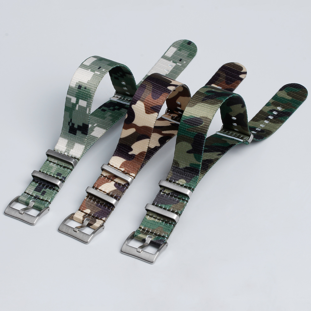 Custom NATO Straps One Piece of Printed Nylon Watch Straps Camo Military Nylon Watch Bands with G10 Buckle Printing Nylon Watch Bracelet