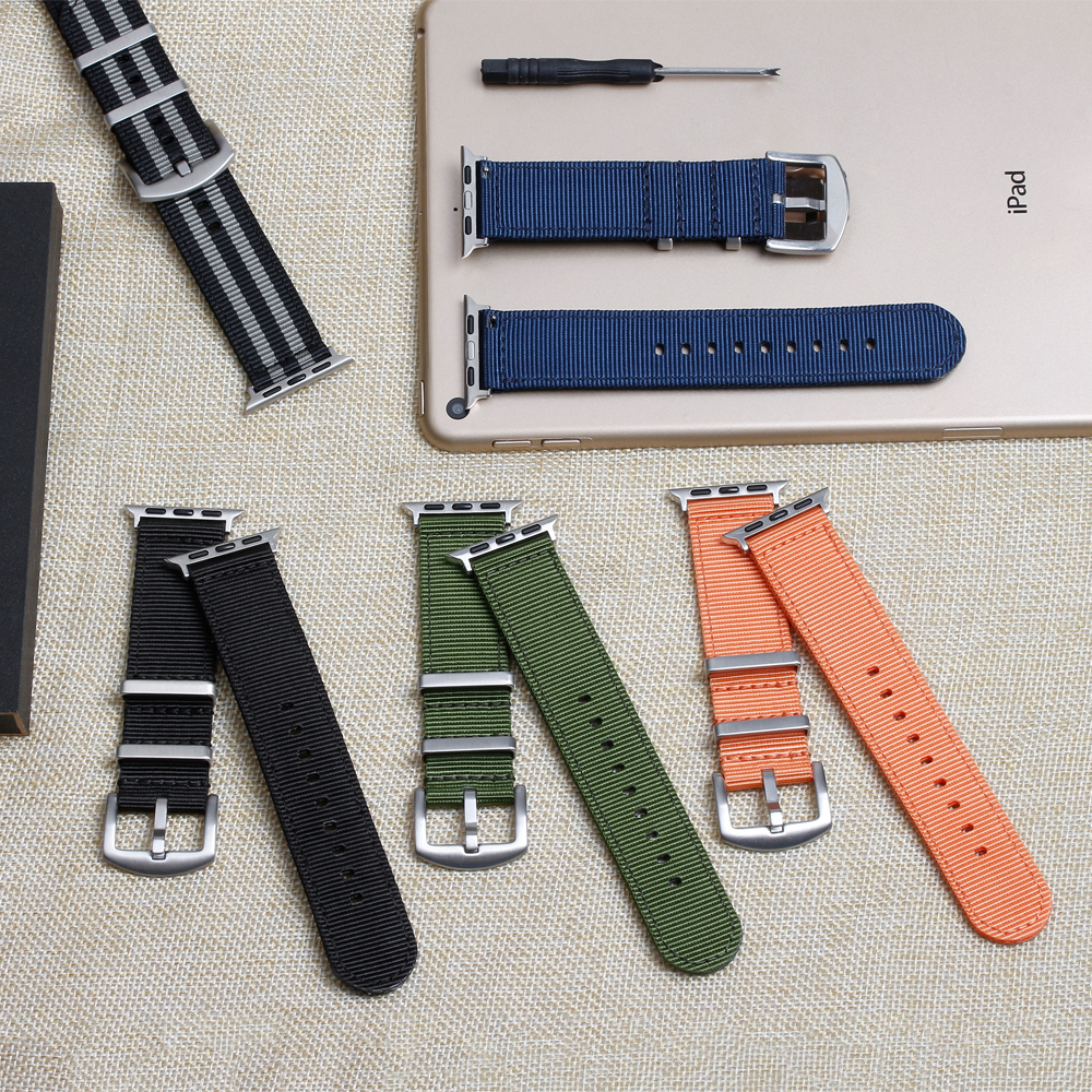 Wholesales 2 Piece of Nylon Watch Straps 20mm 22mm Double Layer Nylon Watch Bracelet Bands with Hardware Watch Straps Manufacturer Bulk Custom