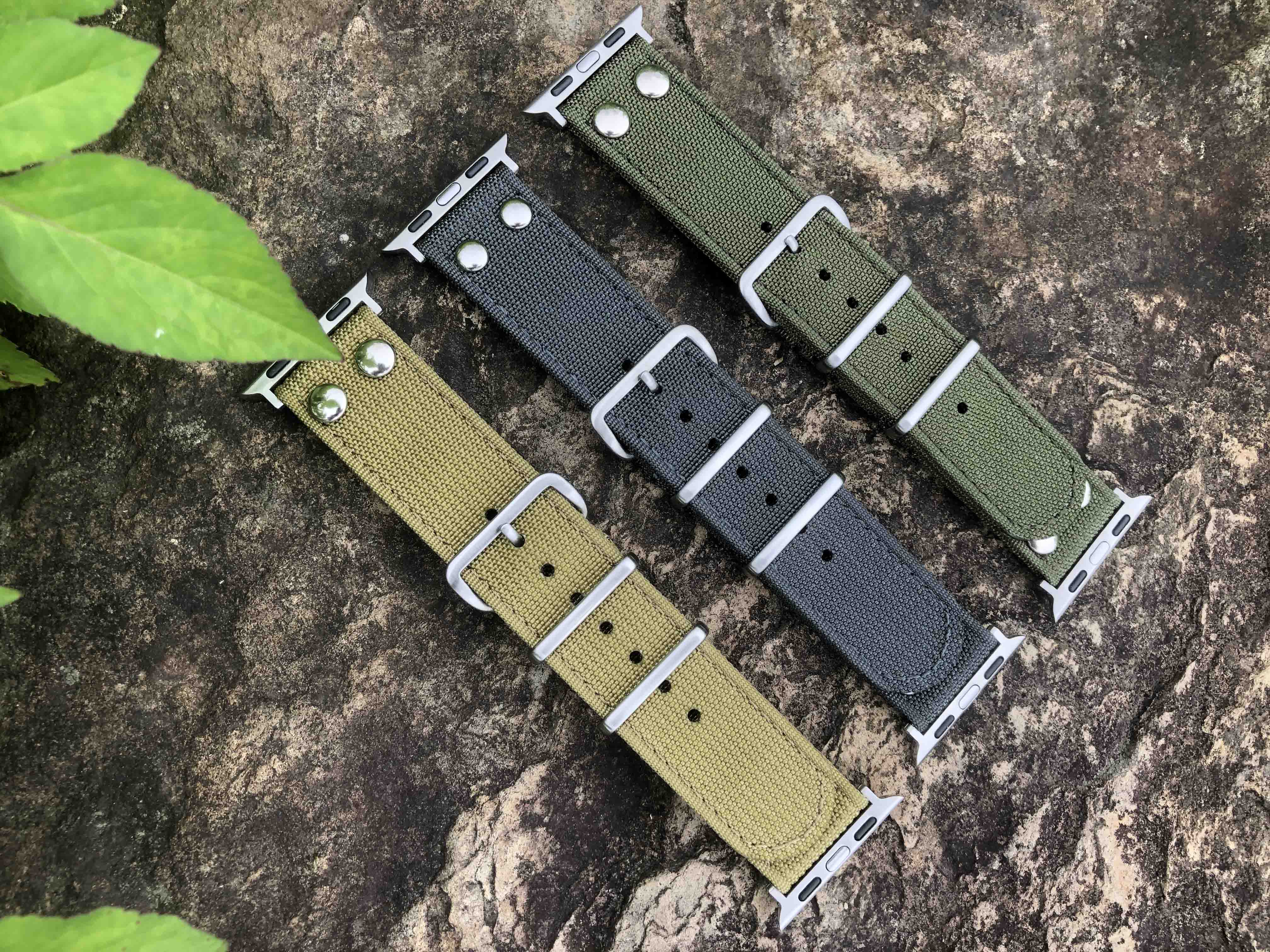 Watchbands Factory Wholesales Rivet Ribbed Nylon Watch Bands High Quality Ribbed Nylon Watch Strap for Apple Watch Smart Watch Nylon Bands