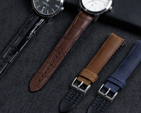 Leather+rubber watch strap