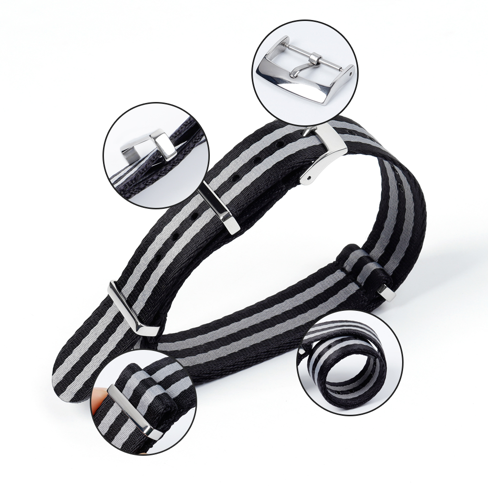 Factory Direct Sales One Piece of Seatbelt Nylon Watch Straps NATO Seatbelt Nylon Wrist Watch Bands Multi Color Omega Watch Nylon Bracelet