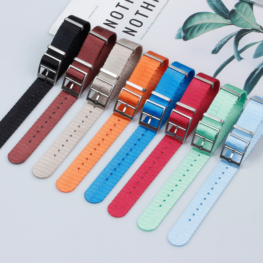 High Quality Herringbone Pattern Nylon Watch Bands Manufacturer Wholesales One Piece of NATO Nylon Wrist Watch Straps V-grain Nylon Watch Bracelet