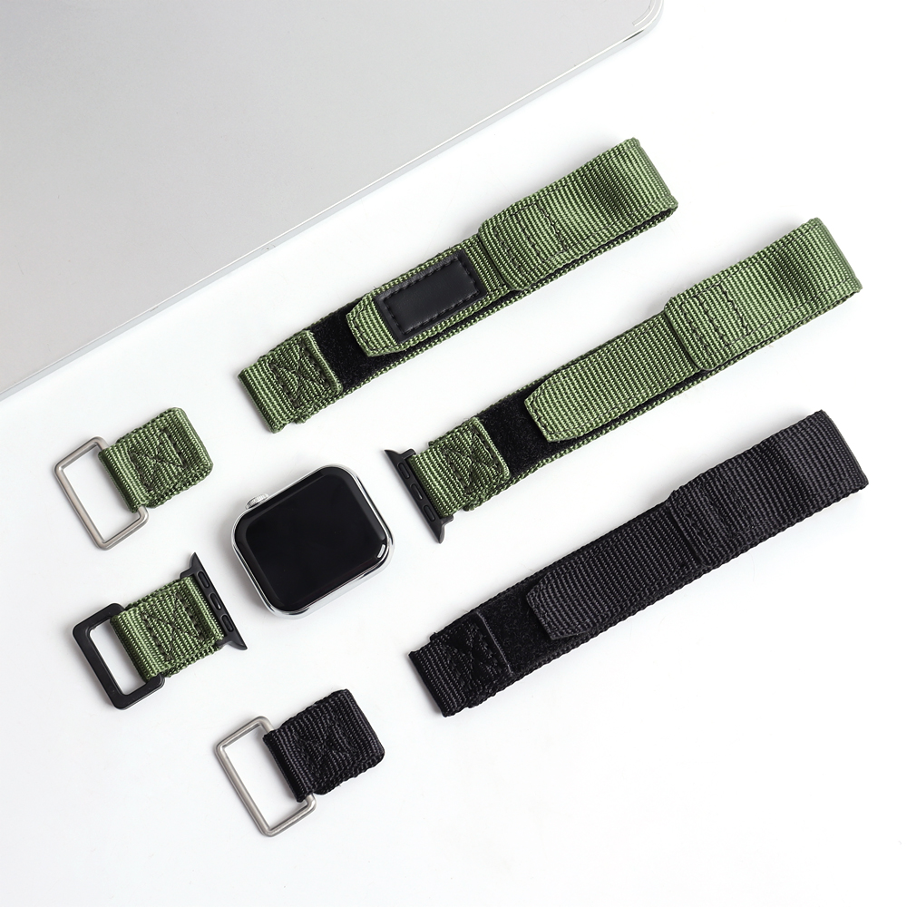 Hybrid Watch Strap Maker Nylon+Leather Hook and Loop Wrist Watch Bracelet OEM Bulk Custom Velcro Watch Bands for Smart watch