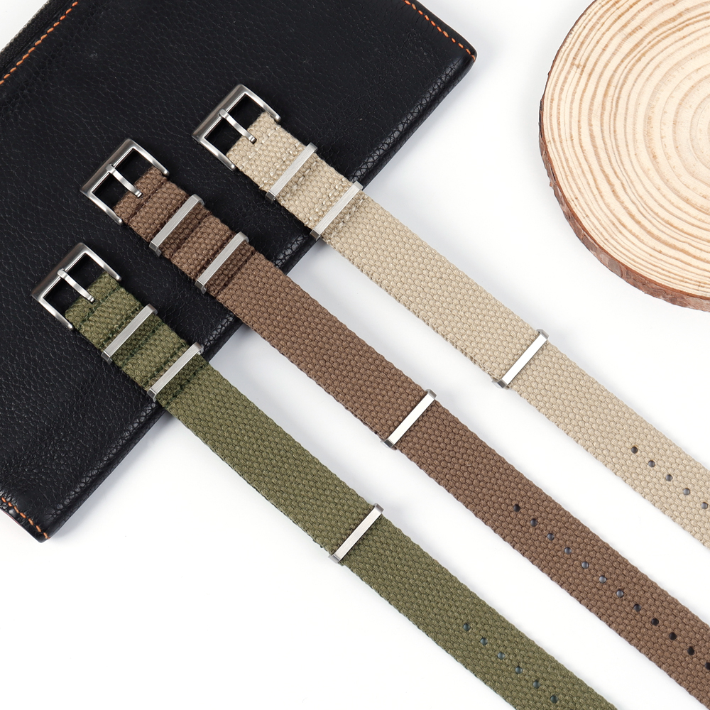 Factory Custom New Design 20mm 22mm Woven Cotton Watch Bands One Piece of Cotton Watch Bracelet Fabric NATO Straps