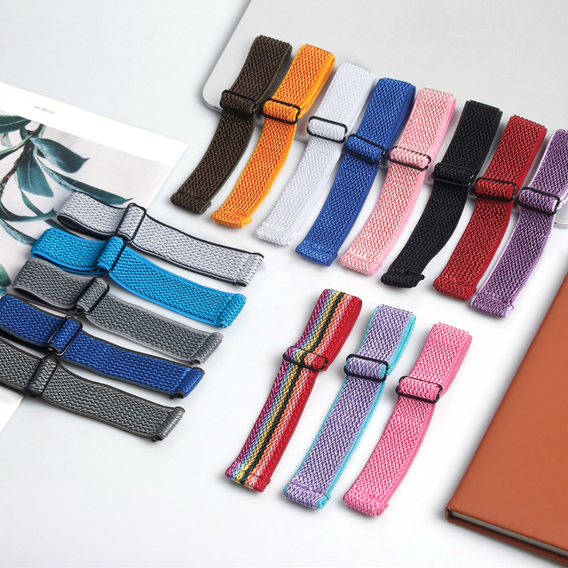 Bulk Custom Samsung Elastic Nylon Watch Bracelet Factory Direct Sales Nylon Elastic Paratrooper Watch Straps 20mm 22mm Printed Nylon Watch Bands for Apple