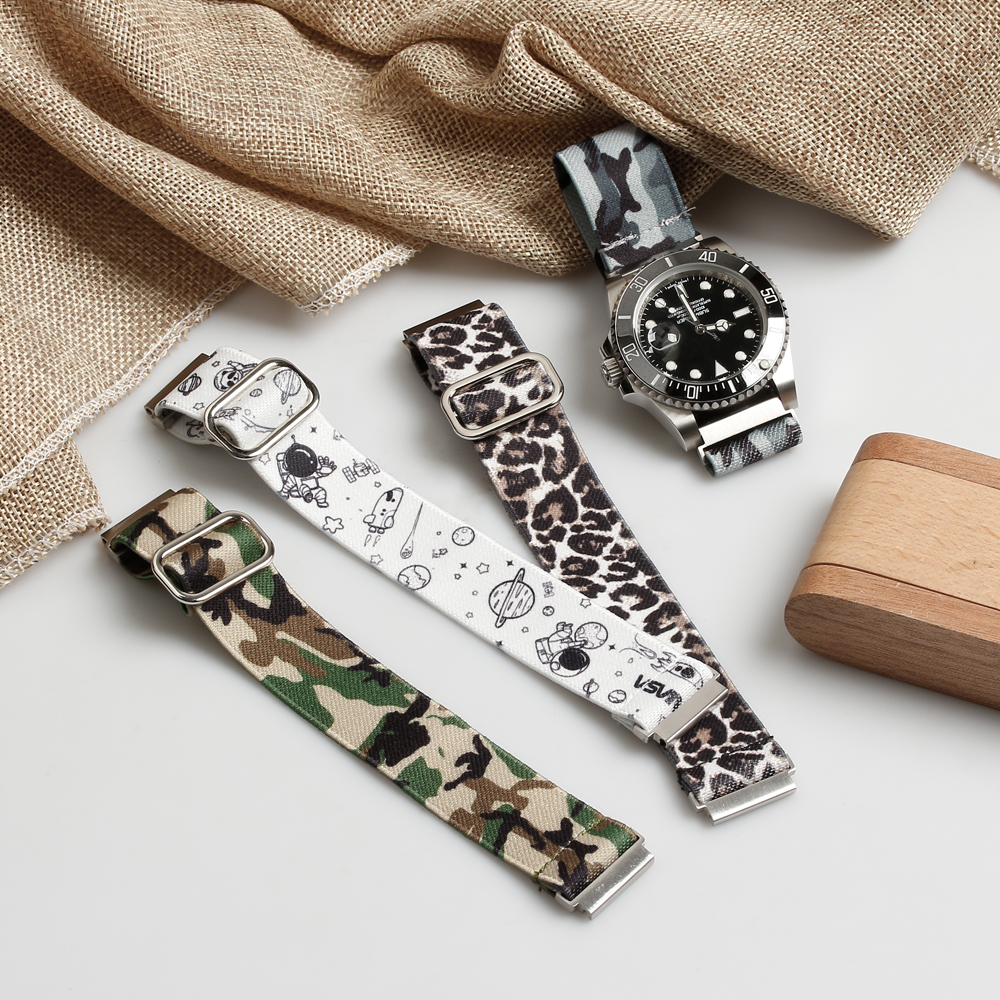 Wholesales Samsung Printing Nylon Watch Straps High Garde Elastic Nylon Watch Bracelet Custom Pattern Printed Nylon Paratrooper Watch Straps